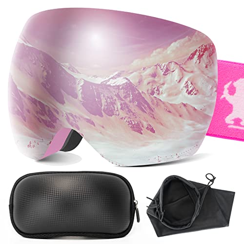 Ski Goggles for Men Women - Snowboard Goggles Over Glasses with Framless Anti-Fog Spherical Lens Ski Goggles for Men Women - Snowboard Goggles Over Glasses with Framless Anti-Fog Spherical Lens