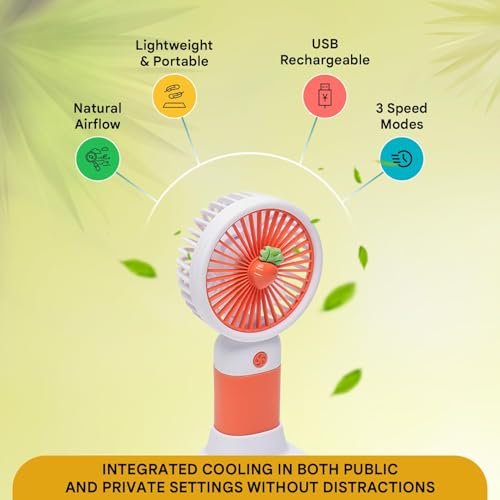 Image of EDNITA Mini Portable Hand Fan USB Type C Rechargeable 3 Speed Personal Cooling Fan, Handheld Small Desk Fan with Stand, Battery Operated for Office, Home, Travel & Outdoor Use - Multicolor