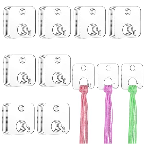 40PCS Acrylic Embroidery Floss Drop for Thread Square Acrylic Bobbins Floss Drops Cross Stitch Clear Embroidery Thread Organizers Cross Stitch Tread Bobbins for DIY Craft Sewing Threads Storage