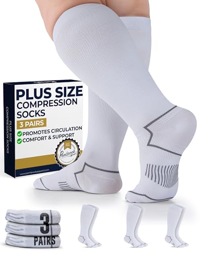 Top 10 Best Work Shoes for Varicose Veins Reviewed 7 Pembrook Compression Socks for Women Wide Calf - 3 Pairs, 20-30mmHg for Swelling and Varicose Veins, Compression Socks for Women & Men Plus Size, White