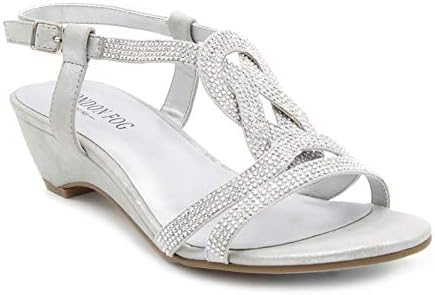 LONDON FOG Womens Macey Demi-Wedge Dress Sandals Silver 8 M US