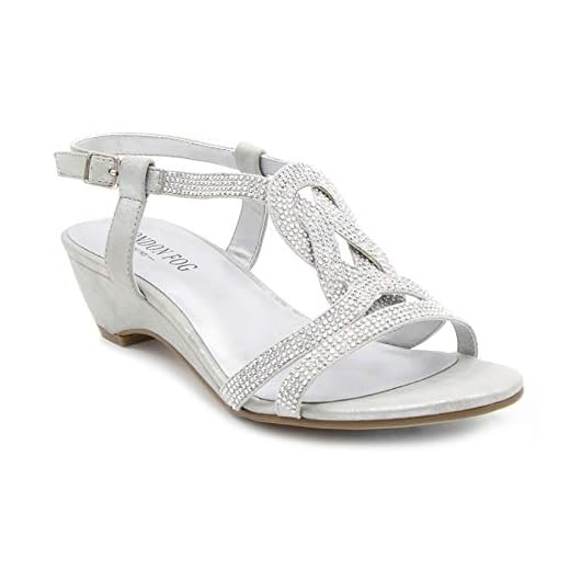 LONDON FOG Womens Macey Demi-Wedge Dress Sandals Silver 9 M US