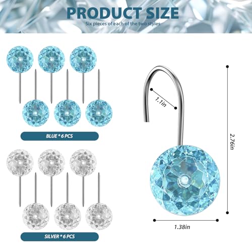 Gosuoa 12PCS Teal Decorative Shower Curtain Hooks, Teal Bathroom Decor by Gosuoa - Used condition - Image 2