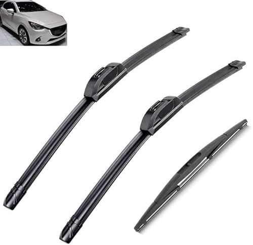 michengxxx Wiper Blade Set for Mazda 2 Demio DJ DL 2014-2022 2023, Aerodynamic All-Climate Front and Rear Windshield Replacement