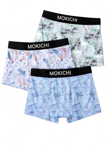 Image of Men's Printed Boxer Briefs | Comfortable Trunk-Style Innerwear with Elastic Waistband | Multicolor Pack of 3