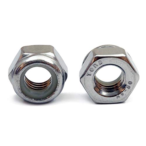 MonsterBolts - M5 Nylon Insert Lock Nuts, DIN 985, Marine Grade Stainless Steel, 50 Pack