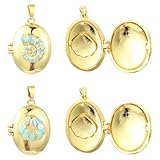 Airssory 4 dijes ovalados de 2 estilos de color dorado con forma de concha, marco de fotos de latón para manualidades, joyas, collares, pulseras, aretes, manualidades, bolsa, llavero, decoración