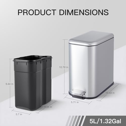 Caneca de basura rectangular 5 litros de acero inoxidable miniatura 3