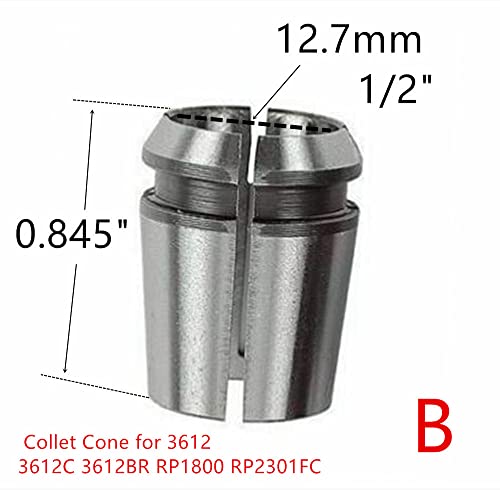 Kimgu Bit For Makita Router 763622-4 Collet Cone 1/2" 12.7Mm 12Mm 3612 Mt360 3612C Rp1800 Rp2301Fc M3600 (12.7Mm) #TOP2