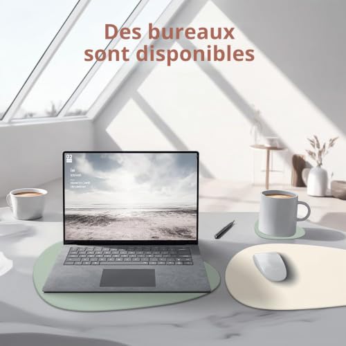 HELI MIAO Lot de 6 Sets de Table lavables et Dessous de Verre ovales - en Cuir - Lavables - Double Face - Antidérapants - Aspect Cuir - Ovale Vert Sauge+Beige crème – vue 7