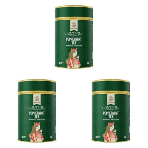 Image of Hindra Peppermint Herbal Loose Tea 35 g Organic, Digestive Aid, No Added Sugar, Stress Relieving & Rejuvenating Refreshing & Rejuvenating, Metabolism Support (Pack of 3)