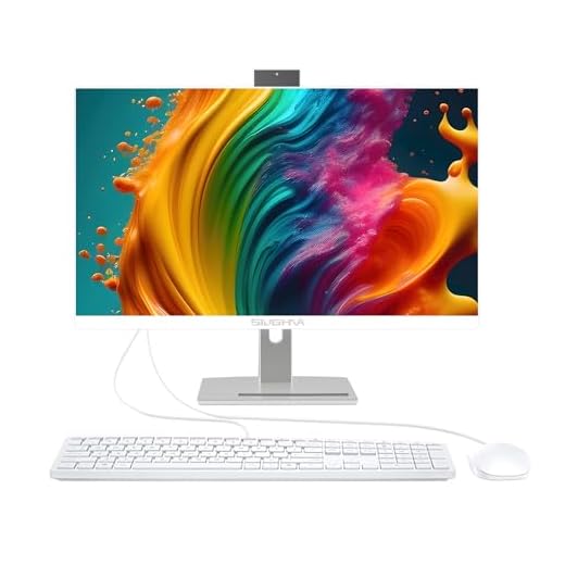 Computador Desktop All-in-One, 27'' Intel i7 Quad-Core Windows 11, 16GB RAM, 512GB SSD, teclado e mouse com fio, alto-falante RGB, câmera pop-up para entretenimento em casa, escritório, branco