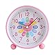 KIPIDA Kinderwecker Digital, Wecker Kinder Ohne Ticken, Lernwecker Lernuhr Weckuhr Kinderuhr Lautloser Snooze Analog Wecker, Lernwecker mit Nachtlicht, Geschenk Einschulung für Mädchen Jungen (Rosa)