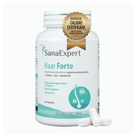 SanaExpert Haar Forte, Suplemento Capilar para el Crecimiento y Fortalecimiento del Pelo con Biotina, Zinc y Mijo de Perla, 120 Cápsulas