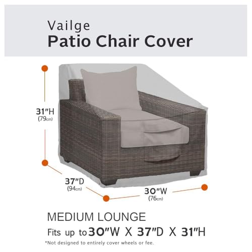 Image of Vailge Patio Chair Covers, Lounge Deep Seat Cover, Heavy Duty and Waterproof Outdoor Lawn Patio Furniture Covers (4 Pack - Medium, Grey)