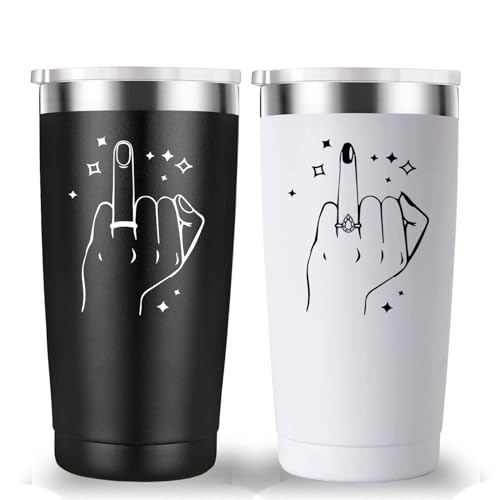 Mamihlap Reisebecher mit Ringfinger. Verlobungsgeschenke, Hochzeitsgeschenke für Paare. Brautparty-Geschenke, Hochzeitsgeschenke für Brautpartys. Hochzeitsbecher für Brautpaare, Braut und Bräutigam.