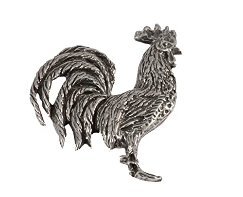 Rooster Pin, Pewter, 1.5 Inches, 100% Handmade in the USA, Cock, Chicken, Farm, Bird, Realistic, Metal, Lapel, Hat, Brooch, Gift, Jewlery, Over 3100 Unique Designs