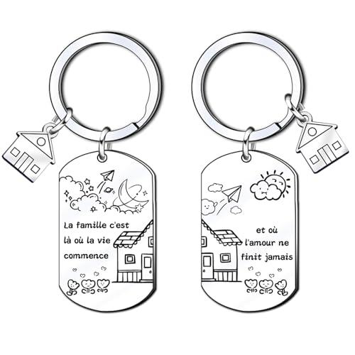 AIMINI Porte-Clés Maison Cadeau Couple Porte-Clés Maison Cadeau Cremaillere, Porte Clé Couple comme Cadeaux Couple Original (3)