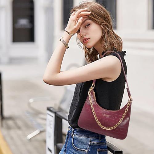 Image of Crescent Shoulder Bags for Women, Mini Clutch Purse Cute Hobo Handbags Vegan Leather Underarm Purse