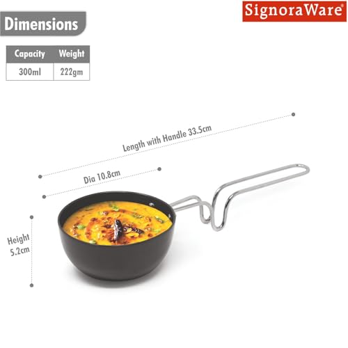 Image of Signoraware Opulent Non Stick Tadkapan 10cm | Ergonomically Designed Handle | Compact, Efficient & Stylish Tadka Pan | Ideal for Quick Tasks tadka for dal & Seasoning for Veggies (300ml | Steel)