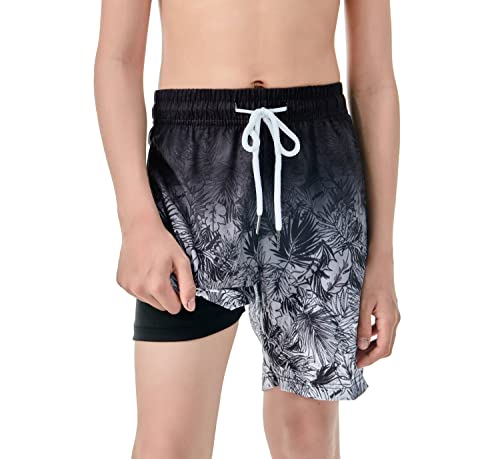 IRELIA 2 Pack Boys 2 in 1 Swim Trunks Boxer Brief Liner Compression Swimming Shorts Quick Dry Swimwear A0207 7-8 - image 2