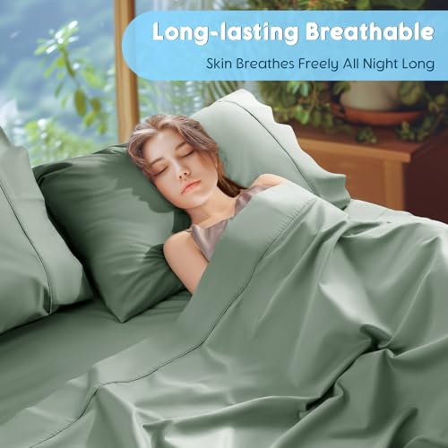 Image of SONORO KATE 1000 Series 100% Egyptian Cotton Queen Sheets,Extra Deep Pocket