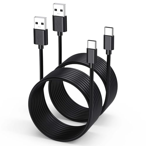 USB A to USB C Cable 15FT 2-Pack,PS5 Controller Charger Cord for PS5/PS5 Pro Controller,Xbox controller,Switch Pro Controller,Extra Long USB C Charging Cable Black for PS5, Xbox Series X/S,N-Switch