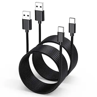 USB A to USB C Cable 15FT 2-Pack PS5 Controller Charger Cord