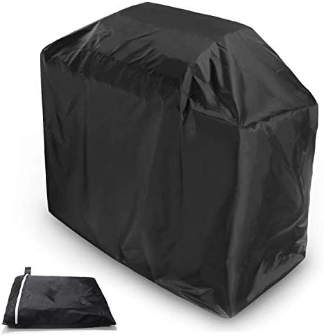 Starlotus BBQ Grill Cover, 58-inch Black Waterproof Weather Resistant Heavy Duty BBQ Gas Grill Cover,Internal Silver Layer and UV Resistant Material, Durable and Convenient (L)
