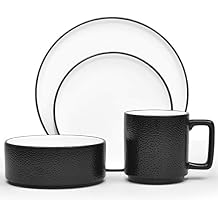 Noritake ColorTex Stone Black 4-Piece Place Setting, Service for 1