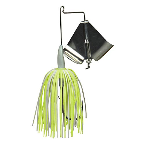 Tackle HD 3/8 Oz Worldwide Buzzer Fishing Bait, Buzz Bait with Mustad Ultra Point Fishing Hook and Pro Series Skirt, Top Water Bass Fishing Lure for Freshwater, White/Chart (Silver Blade)