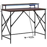 vidaXL Scrivania Moderna in Legno ingegnerizzato Effetto Rovere Marrone, con Un Robusto Telaio in Acciaio. È Rettangolare e Offre Tanto Spazio per riporre Tutto ciò Che Ti Serve. Ha Anche delle luci