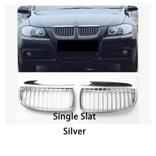 Calandre BMW Série 3 E90 E91 grille de radiateur avant double ligne argent - 7