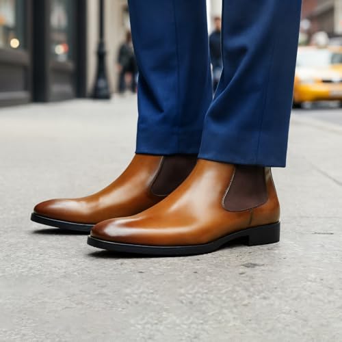 Image of GIFENNSE Mens Chelsea Boots Leather Dress Boots for Men