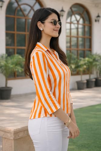 Image of Women's Korean Style 3 /4 Sleeve Oversized Button Down|| Workwear Top Shirt for Office & Casual Wear Women Shirt || Shirt for Woman || Top for Women (L-98-101)