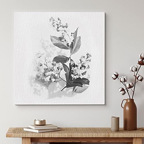wall26 Canvas Print Wall Art Black & White Small Flower Blossoms Nature Wilderness Photography Realism Chic Scenic Relax/Calm Multicolor for Living Room, Bedroom, Office - 24"x24"