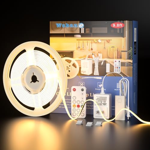 WOBANE COB LED Strip Light Kit,9.8ft Dimmable LED Light Strip wit...
