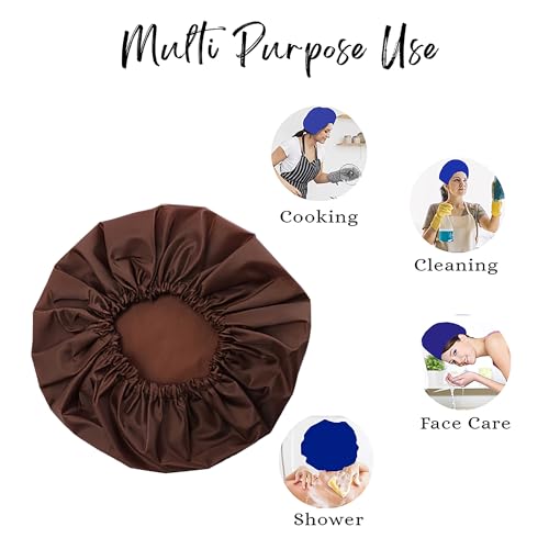 Image of BodyHerbals Eco Friendly Reusable Shower Cap -100% Water Proof, Soft & Adjustable Bath Cap For Hair Protection | Ideal For Spa, Home, Travel & Gym | Durable & Comfortable Design (Brown)