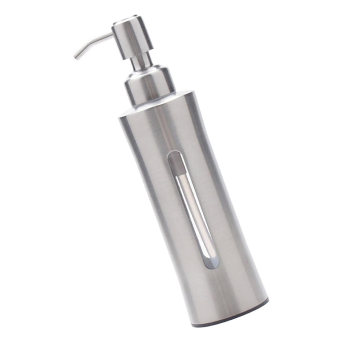 Dispenser Sapone in Acciaio Inox 304, Bottiglia Tonda | Pompa a Pressione, Serbatoio Visibile, Rotazione Flessibile per Bagno e Cucina