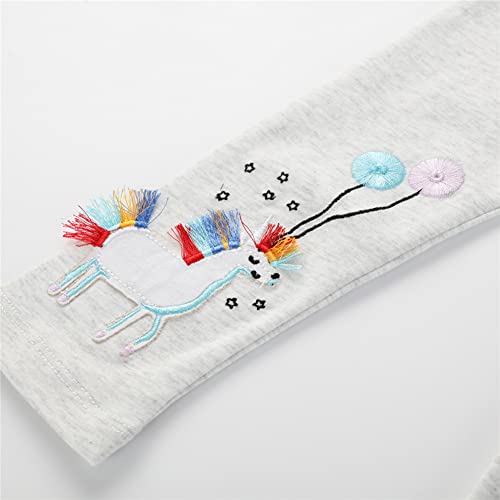 Light Gray Unicorn Stretch Leggings For Girls Toddlers' Bottoms Cotton Fashion Comfortable Pants Size 1 2T (1155, 2T) #TOP4