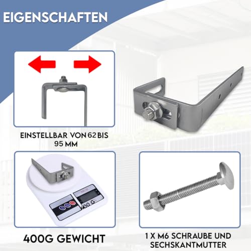 SolX Balkonkraftwerk Halterung für Solarpanels [1 Stück] - Verstellbar und Langlebig - Aus Edelstahl - für PV-Systeme - Made in EU