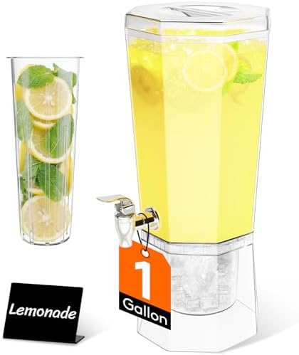Lifewit 1 Gallon Drink Dispenser for Parties, Plastic Beverage Co...