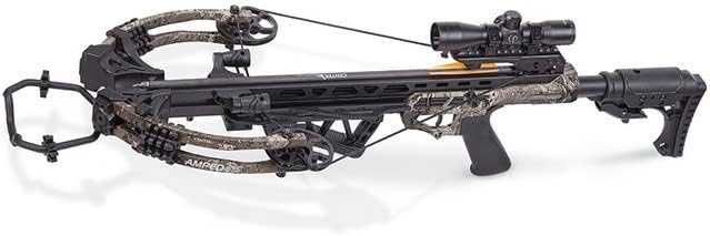 Crosman AXCA200FCK Amped 415 Compound Crossbow w/Three 20-inch Carbon Arrows, 4x32 Scope, Parallel Quiver, Rail Lube and Rope Cocker