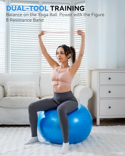Image of Exercise Ball - Anti-Burst Yoga Ball for Pilates, Pregnancy & Core Stability - Ergonomic Office Desk Ball Chair & Physical Therapy Equipment, Quick Pump Included