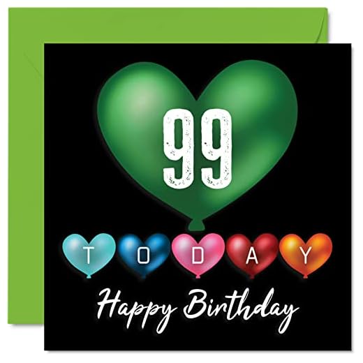 Divertidas tarjetas de cumpleaños 99 para hombres y mujeres, globos de corazón, tarjeta de feliz cumpleaños para bisabuelo, abuelo, niñera, abuela, abuela, abuela, abuela, abuela, abuela, papá, mamá,