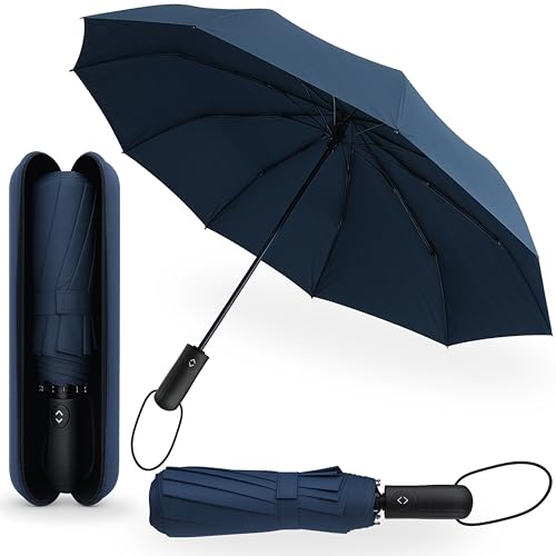 drytogo Paraguas plegable antiviento fuerte con estuche de viaje I Paraguas grande Ø105 cm I Paraguas automático apertura y cierre I Guarda chuva para 2 personas I Umbrella para mujer y hombre I