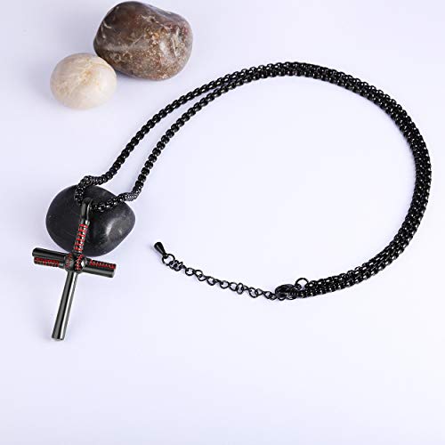 Rehoboth Men's Stainless Steel Baseball Bat Nail Cross Pendant Necklace 24 Inch Adjustable Chain For Boy Women Men Blcak #TOP2