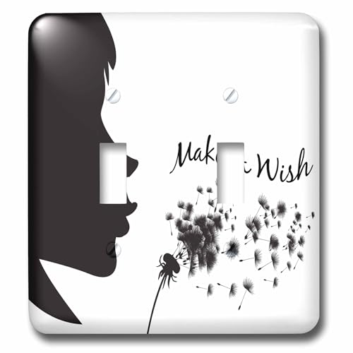 3dRose Make A Wish Silhouette Girl Blowing Dandelion double toggle switch