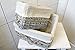 Cesta de mimbre de madera maciza con 4 cajones, color blanco y...