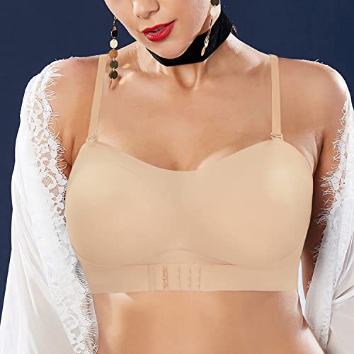 Wireless Bra For Women Full Coverage Bralettes Front Buckle Lift Bra Comfortable Back Smoothing Bra Nude #TOP2